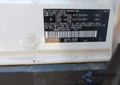 2025 Toyota Rav4 Hybrid Xle z USA, uszkodzony, nr VIN JTMRWRFV5SD314994